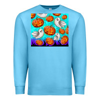 Ocean Blue halloween pumpkins with ghosts Premium Sweatshirt - TumblerDesignByShophia