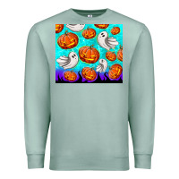 Seafoam halloween pumpkins with ghosts Premium Sweatshirt - TumblerDesignByShophia