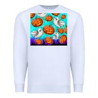 White halloween pumpkins with ghosts Premium Sweatshirt - TumblerDesignByShophia