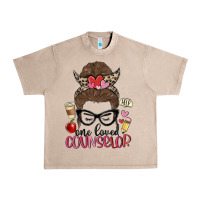 French Oak messy bun one loved counselor Urban Heavy Tee - MaliasSmallBusiness