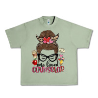 Oil Green messy bun one loved counselor Urban Heavy Tee - MaliasSmallBusiness