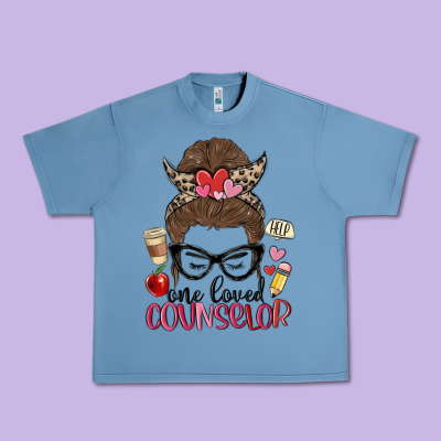 Messy Bun One Loved Counselor Urban Heavy Tee Designed By Maliassmallbusiness