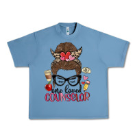 Pebble Blue messy bun one loved counselor Urban Heavy Tee - MaliasSmallBusiness