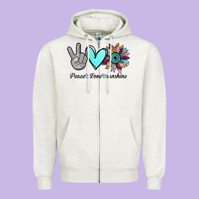 Peace Love Sunshine Zipper Hoodie Designed By Bettercallsaul