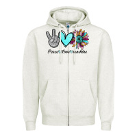 Oatmeal Heather Peace Love Sunshine Zipper Hoodie - Bettercallsaul
