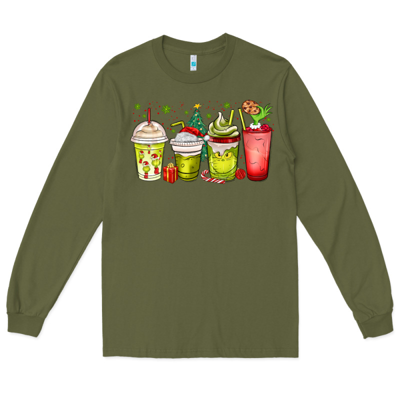 Christmas Characters Coffee Cups Long Sleeve Tee by MaliasSmallBusiness | Teevron