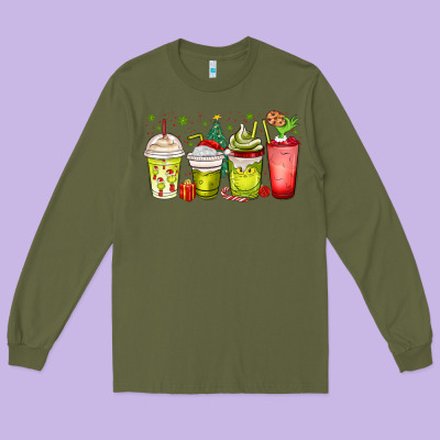 Christmas Characters Coffee Cups Long Sleeve Tee Designed By Maliassmallbusiness