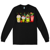 Black Christmas characters coffee cups Long Sleeve Tee - MaliasSmallBusiness