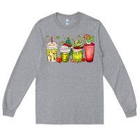 Heather Grey Christmas characters coffee cups Long Sleeve Tee - MaliasSmallBusiness
