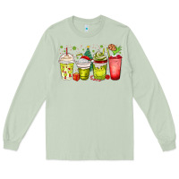 Matcha Christmas characters coffee cups Long Sleeve Tee - MaliasSmallBusiness