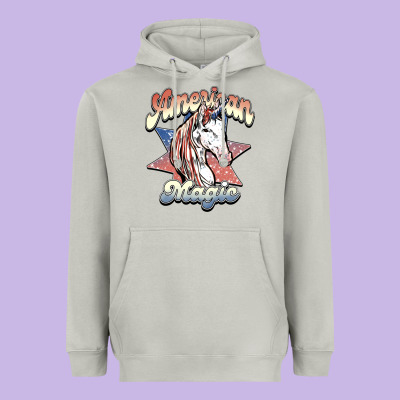 American Unicorn Magic Heavyweight Hoodie Designed By Howdyjamesfarm