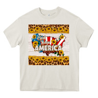 Cream god bless america square coaster Heavy Core Tee - HRA Design Shop