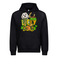Black lucky dog St. Patrick's Urban Hoodie - FaDigitalArtStudio