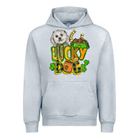 Heather Grey lucky dog St. Patrick's Urban Hoodie - FaDigitalArtStudio