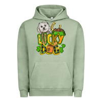 Pigment Oil Green lucky dog St. Patrick's Urban Hoodie - FaDigitalArtStudio