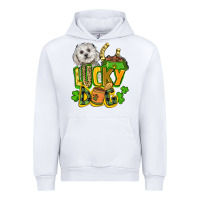 White lucky dog St. Patrick's Urban Hoodie - FaDigitalArtStudio