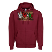 Burgundy Peace Love Christmas Zipper Hoodie - Bettercallsaul