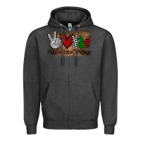 Charcoal Heather Peace Love Christmas Zipper Hoodie - Bettercallsaul