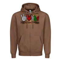 Chestnut Peace Love Christmas Zipper Hoodie - Bettercallsaul