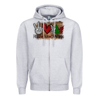 Heather Grey Peace Love Christmas Zipper Hoodie - Bettercallsaul