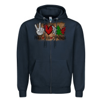 Navy Peace Love Christmas Zipper Hoodie - Bettercallsaul