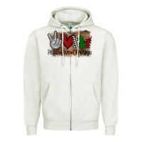 Oatmeal Heather Peace Love Christmas Zipper Hoodie - Bettercallsaul