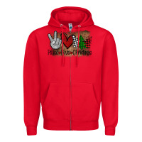 Red Peace Love Christmas Zipper Hoodie - Bettercallsaul