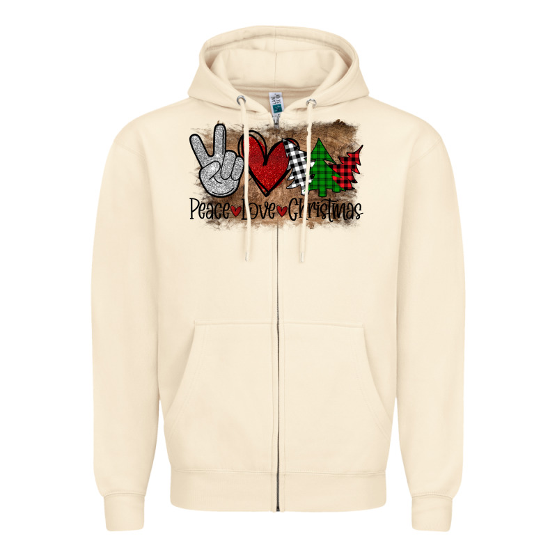 Peace Love Christmas Zipper Hoodie by Bettercallsaul | Teevron