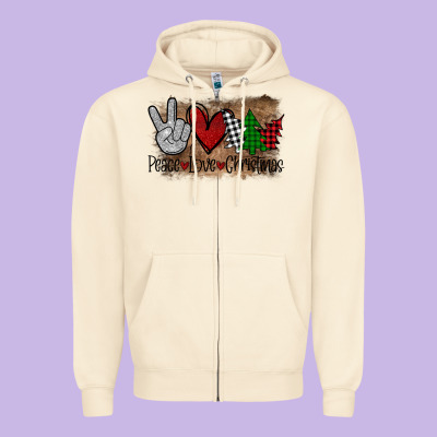 Peace Love Christmas Zipper Hoodie Designed By Bettercallsaul