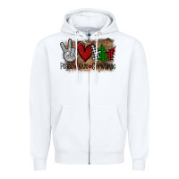 White Peace Love Christmas Zipper Hoodie - Bettercallsaul