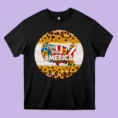 God Bless America Round Coaster Heavy Core Tee Designed By Hra Design Shop