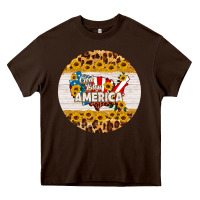 Chocolate Brown god bless america round coaster Heavy Core Tee - HRA Design Shop