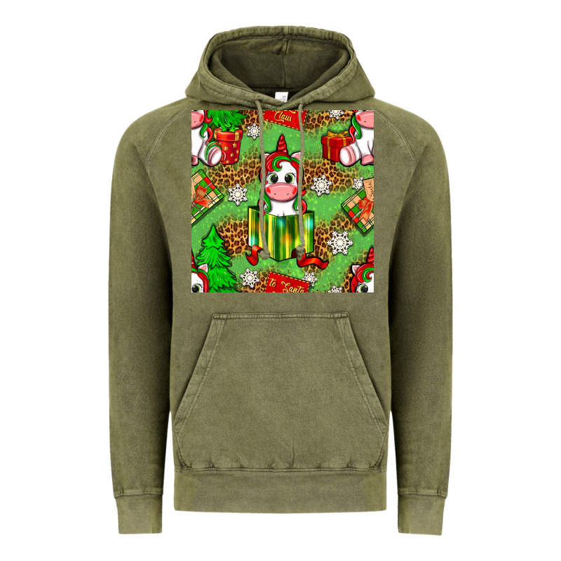 Christmas Unicorn And Gift Box Vintage Hoodie by NancyCooperArtShop | Teevron