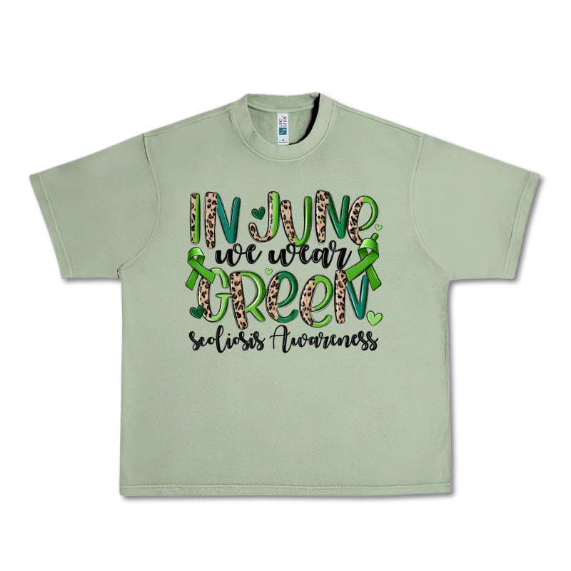 In June We Wear Green Scoliosis Awareness Urban Heavy Tee by MaliasSmallBusiness | Teevron