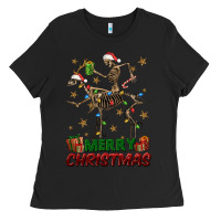 Black merry christmas deer skeleton Ladies Tee - FaDigitalArtStudio