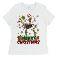 White merry christmas deer skeleton Ladies Tee - FaDigitalArtStudio