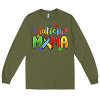 Army Green autism mama Long Sleeve Tee - MaliasSmallBusiness