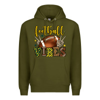 Army Green Football vibes yellow and green team color Premium Hoodie - HowdyJamesFarm