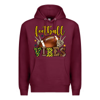 Burgundy Football vibes yellow and green team color Premium Hoodie - HowdyJamesFarm