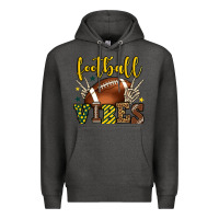Charcoal Heather Football vibes yellow and green team color Premium Hoodie - HowdyJamesFarm