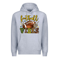 Heather Grey Football vibes yellow and green team color Premium Hoodie - HowdyJamesFarm