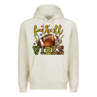 Oatmeal Heather Football vibes yellow and green team color Premium Hoodie - HowdyJamesFarm