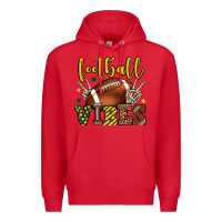 Red Football vibes yellow and green team color Premium Hoodie - HowdyJamesFarm