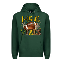 Sports Green Football vibes yellow and green team color Premium Hoodie - HowdyJamesFarm