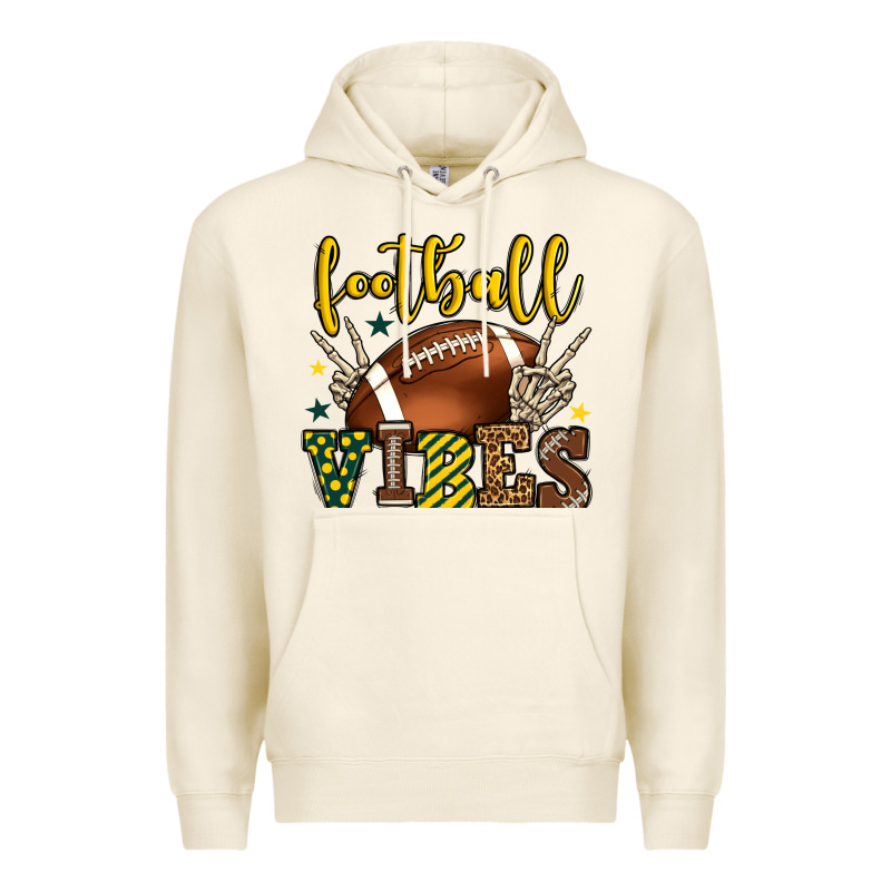 Football Vibes Yellow And Green Team Color Premium Hoodie by HowdyJamesFarm | Teevron