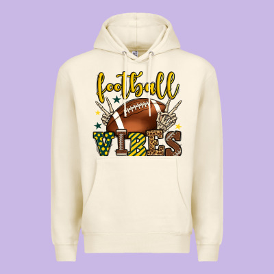 Football Vibes Yellow And Green Team Color Premium Hoodie Designed By Howdyjamesfarm