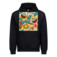 Black sweet summer coffee cups with colorful leopard and sea stars seamless  Urban Hoodie - BundleAndBundleShop