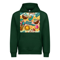 Forest Green sweet summer coffee cups with colorful leopard and sea stars seamless  Urban Hoodie - BundleAndBundleShop