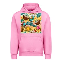 Fuchsia Pink sweet summer coffee cups with colorful leopard and sea stars seamless  Urban Hoodie - BundleAndBundleShop