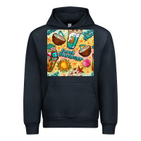 Navy sweet summer coffee cups with colorful leopard and sea stars seamless  Urban Hoodie - BundleAndBundleShop